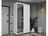 Шкаф-купе Удачный 120*45, Белый шёлк с зеркалом купить