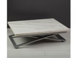 Стол трансформер Левмар Compact D95/S59 белый мрамор/серебро распродажа
