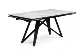 Кухонный стол Вилсон 160(220)х89 белый gilt white / черный Керамический