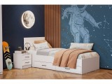 Кровать одинарная с ящиками Бали, Белый шагрень от производителя