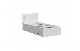 Кровать одинарная с ящиками Бали, Белый шагрень