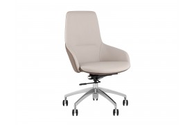 Кресло руководителя офисное TopChairs Soulo бежевый/коричневый