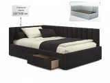 Мягкая кровать-тахта Milena 1200 шоколад с ящиками распродажа