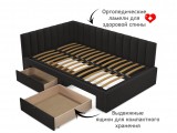 Мягкая кровать-тахта Milena 1200 шоколад с ящиками распродажа