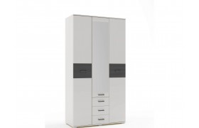 Шкаф Сити 3 / ЛДСП Белая Аляска / МДФ Черный