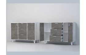 Комод Эго 2 НГ (Темный/Бетон Светлый)