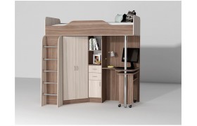 Двухъярусная кровать чердак Бриз-1 80х190 Ясень шимо темныйсветлый