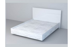 Кровать 1,6 арт.031 (ЛДСП) ЛН. (Бетон Светлый/Белый Глянец)