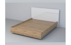 Кровать 1,6 арт.031 (ЛДСП) ЛН. (Дуб Крафт Золотой/Белый Глянец)