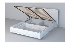 Кровать 1,6 арт.031 (ЛДСП) ПМ (Бетон Светлый/Белый Глянец)