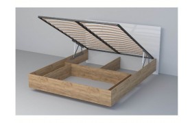 Кровать 1,6 арт.031 (ЛДСП) ПМ (Дуб Крафт Золотой/Белый Глянец)