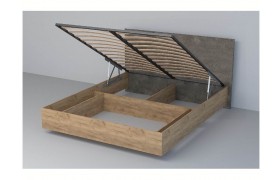 Кровать 1,6 арт.031 (ЛДСП) ПМ (Дуб Крафт Золотой/Камень Темный)