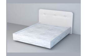Кровать 1,6 арт.031 (Пуговицы) ЛН. (Бетон Светлый//з Белый Глян