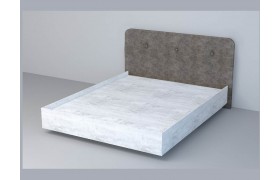 Кровать 1,6 арт.031 (Пуговицы) ЛН. (Бетон Светлый/Стальной Серый