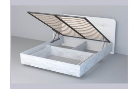 Кровать 1,6 арт.031 (Пуговицы) ПМ (Бетон Светлый//з Белый Гляне