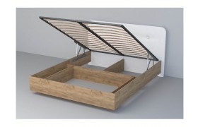 Кровать 1,6 арт.031 (Пуговицы) ПМ (Дуб Золотой//Белый Г