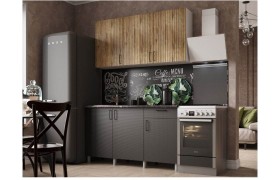 Кухня гарнитур 1,5м Кантри Дуб /Карбон вулкан