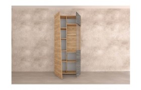 Шкаф Аллегро 10 2-створчатый со стеклом (Крафт золотой/Камень те