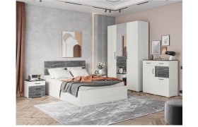 Спальный гарнитур Модульная Теана, набор 3 - Анкор светлый/МДФ мрамор дарк