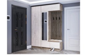 Прихожая Модульная Руэлла, композиция 2 - Крафт серый/белы