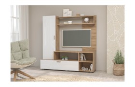 Стенка Гостиная Аллегро 8 (Дуб Крафт Золотой / Белый Глянец)