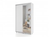 Шкаф-купе PRIME, 160х45х230 Белый с зеркалом недорого