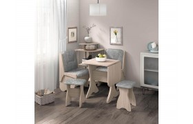 Стол на кухню скамья Лотос 550+550+СКР-1+табурет Тюльпан-2