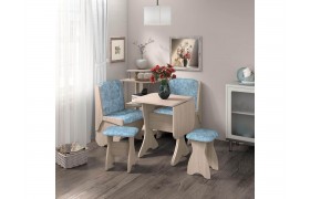 Кухонный набор скамья Лотос 550+550+Стол СКР-1+табурет Тюльпан-2 шт.+Этажерка / Ясень / Велюр Лагуна