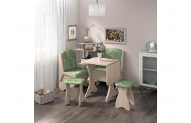 Кухонный набор скамья Лотос 550+550+Стол СКР-1+табурет Тюльпан-2 шт.+Этажерка / Ясень  / Велюр Мохито