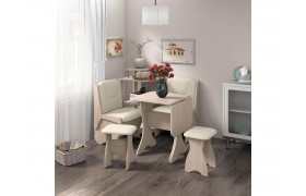 Стол на кухню скамья Лотос 550+550+СКР-1+табурет Тюльпан-2