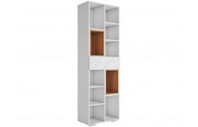 Стеллаж ГРАНЖ СЖ-001 (Белый (Шагрень)/Крафт золотой / софт