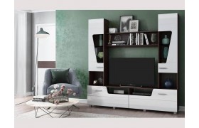 Стенка в гостиную Моника МДФ (/ Белый глянец)