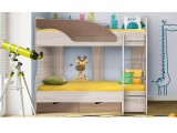 Двухъярусная кровать Бриз-5, МДФ, 80х190, Волна/Ясень шимо светл недорого