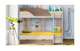 Двухъярусная кровать Бриз-5, МДФ, 80х190, Волна/Ясень шимо светл
