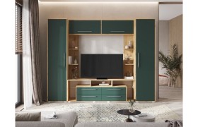 Стенка Гостиная Гармония Браш мени грин/дуб крафт