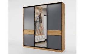 Шкаф-купе SLIM,184*60, Дуб вотан, Серый зеркалом