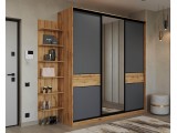 Шкаф-купе SLIM,184*60, Дуб вотан, Серый с зеркалом купить