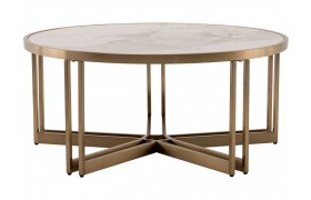 Журнальный столик STOOL GROUP Алиада 90*90 Светлая керамика/шампан