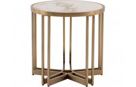 Журнальный столик STOOL GROUP Алиада 55*55 Светлая керамика/шампан
