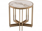 Стол журнальный STOOL GROUP Алиада 55*55 Светлая керамика/шампан фото