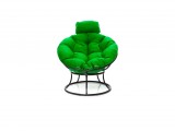 Кресло ПАПАСАН мини без ротанга чёрное, зелёная подушка недорого