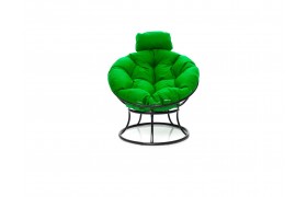 Кресло ПАПАСАН мини без ротанга чёрное, зелёная подушка