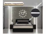Мягкая кровать Neo 1600 темная с подъемным механизмом и подсветк купить
