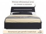 Мягкая кровать Neo 1600 темная с подъемным механизмом и подсветк от производителя