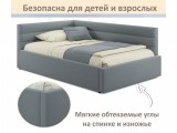 Мягкая кровать Aura 1200 серая с подъемным механизмом недорого