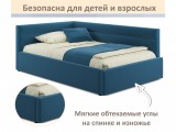 Мягкая кровать Aura 1200 синяя с подъемным механизмом купить
