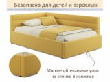 Мягкая кровать-тахта Aura 1200 желтая с подъемным механизмом распродажа