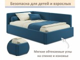 Мягкая кровать-тахта Kapri 1200 синяя c подъемным механизмом распродажа