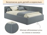Мягкая кровать-тахта Kapri 1200 серая c подъемным механизмом недорого