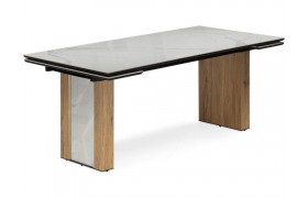 Кухонный стол Бернардо 180x90 statuario titan gloss / дуб монтана Керамический
